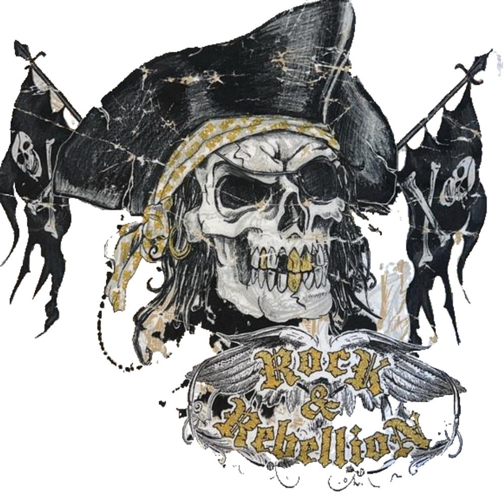 NWT Rock & Rebellion Pirate Skull with Gold Teeth 2 Sided T-Shirt M